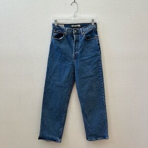 LEVI’S Ribcage Straight crop dark wash button fly jeans